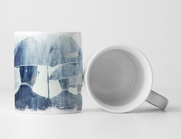 Paul Sinus Art Tasse Geschenk Bild von Geschäftsmenschen unter Regenschirmen