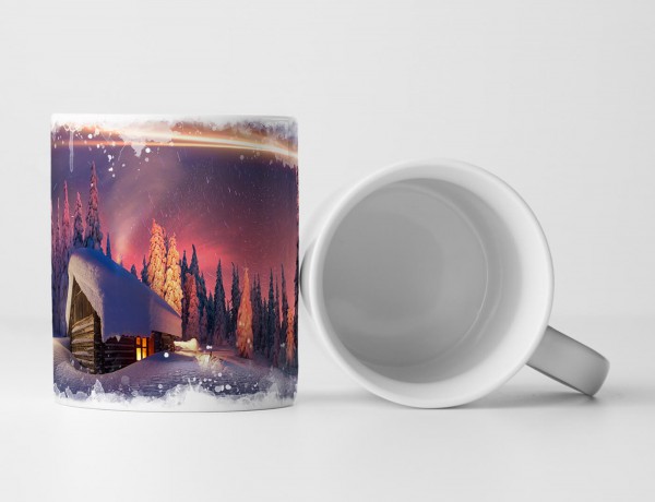 Paul Sinus Art Tasse Geschenk Digitale Grafik – Einsame Hütte im Winterwald