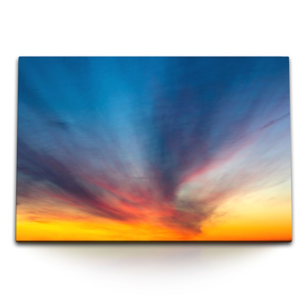 Paul Sinus Art 120x80cm Wandbild auf Leinwand Himmel Abendrot Wolken Sonnenuntergang