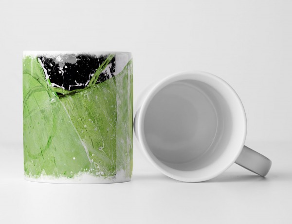 Paul Sinus Art Tasse Geschenk limonengrün; große schwarze Stelle; weißen Farbspritzern