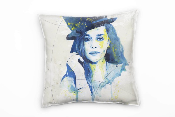 Paul Sinus Art Emilia Clarke Deko Kissen Bezug 40x40cm für Couch Sofa Lounge Zierkissen