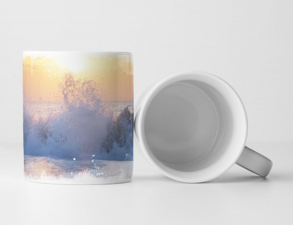 Paul Sinus Art Tasse Geschenk Gebrochene Wellen am Strand