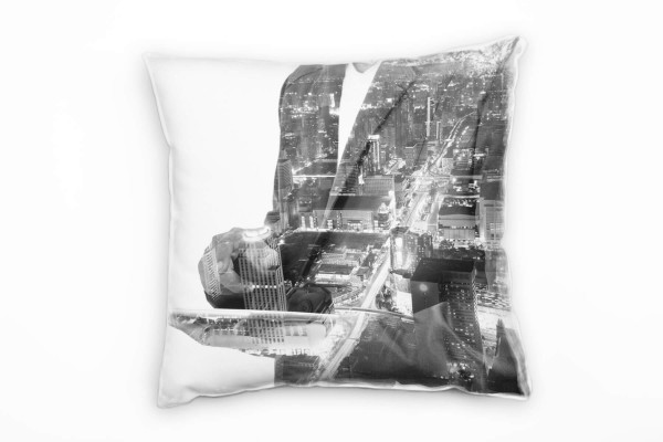 Paul Sinus Art City, Abstrakt, Businessmann, grau Deko Kissen 40x40cm für Couch Sofa Lounge Zierkissen