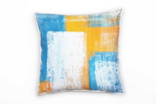 Paul Sinus Art Abstrakt, verschiedene Farben, blau, orange, weiß Deko Kissen 40x40cm für Couch Sofa Lounge Zierkiss