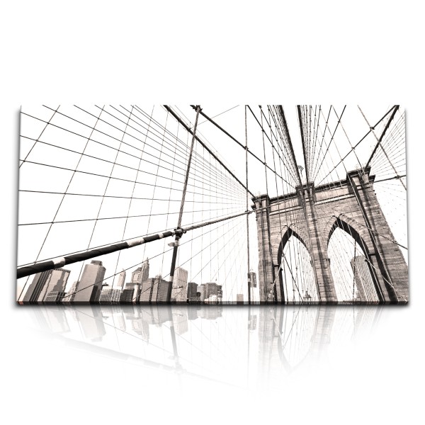 Paul Sinus Art Kunstdruck Bilder 120x60cm Brooklyn Bridge New York Brücke USA