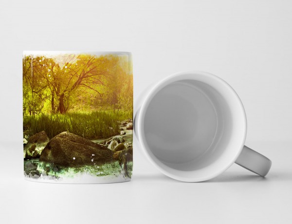 Paul Sinus Art Tasse Geschenk Landschaftsfotografie – Sonnenaufgang am Bergfluss