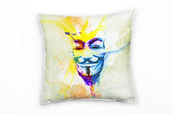 Paul Sinus Art Anonymous Maske Deko Kissen Bezug 40x40cm für Couch Sofa Lounge Zierkissen