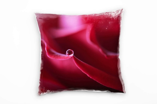 Paul Sinus Art Macro, Blumen, Rose, Blütenblätter, rot Deko Kissen 40x40cm für Couch Sofa Lounge Zierkissen