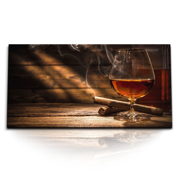 Kunstdruck Bilder 120x60cm Zigarren Whiskey Bar Männerzimmer Holz