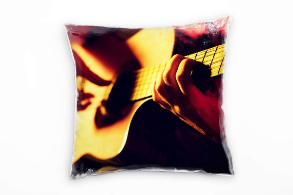 Paul Sinus Art Macro, Gitarre, Gitarrist, orange, rot Deko Kissen 40x40cm für Couch Sofa Lounge Zierkissen