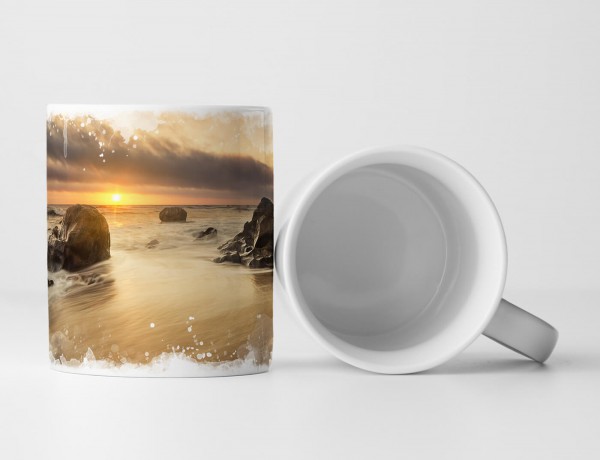 Paul Sinus Art Tasse Geschenk Landschaftsfotografie – Sonnige Küste mit dramatischen Wolken