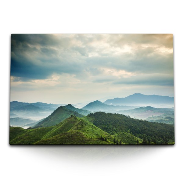 Paul Sinus Art 120x80cm Wandbild auf Leinwand Berge Berglandschaft China Wolken Natur