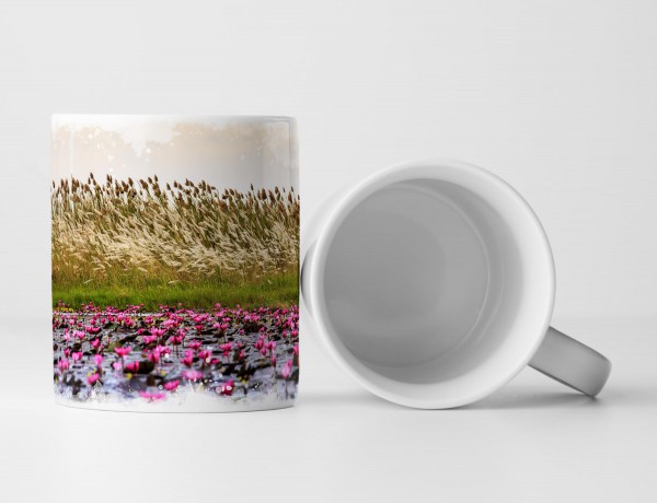 Paul Sinus Art Tasse Geschenk Naturfotografie – Pinke Seerosenpflanzen