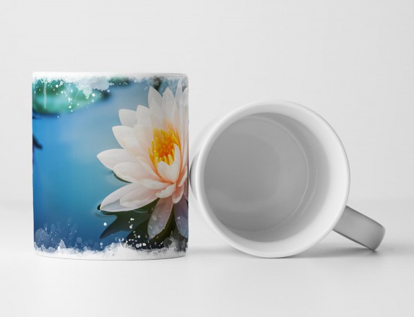 Paul Sinus Art Tasse Geschenk Naturfotografie – wunderschöne Lotusblüte im tiefblauen Wasser