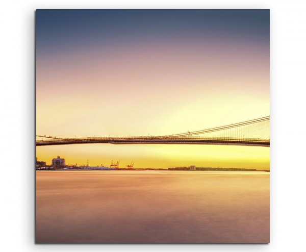 Paul Sinus Art Urbane Fotografie – Brooklyn Bridge bei Sonnenaufgang, USA auf Leinwand