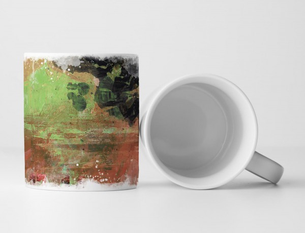 Paul Sinus Art Tasse Geschenk Abstraktion: wald/grasgrün – Ziegelsteinrot