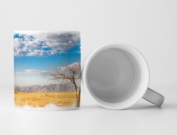 Paul Sinus Art Tasse Geschenk Landschaftsfotografie – Afrikanischer Baum mit blauem Himmel