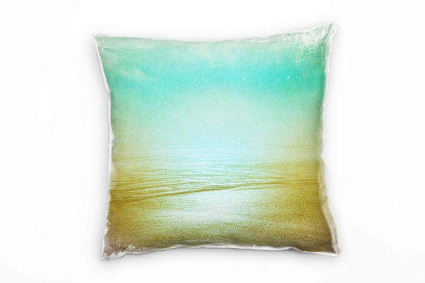 Paul Sinus Art Strand und Meer, gelb, grün, türkis Deko Kissen 40x40cm für Couch Sofa Lounge Zierkissen