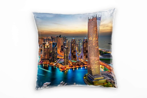 Paul Sinus Art Urbanes und City, Marina, türkis, orange Deko Kissen 40x40cm für Couch Sofa Lounge Zierkissen