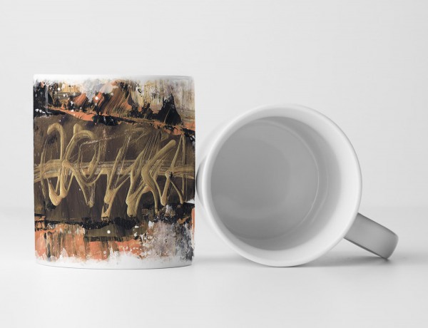 Paul Sinus Art Tasse Geschenk dunkelbraun, schwarzer Hintergrund; orange, beige Aufschrift