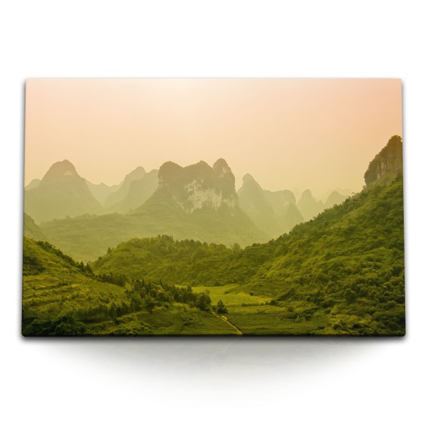 120x80cm Wandbild auf Leinwand Landschaftsbild Vietnam Berge Natur Wald