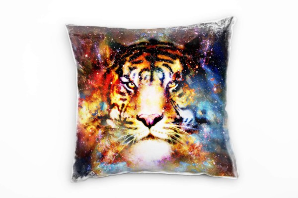 Paul Sinus Art Abstrakt, Tiere, Tiger, Universum, bunt Deko Kissen 40x40cm für Couch Sofa Lounge Zierkissen