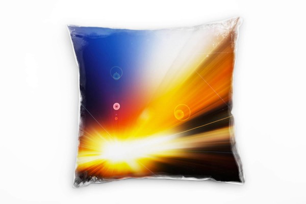 Paul Sinus Art Abstrakt, orange, gelb, blau, schwarz, Lichtstreifen Deko Kissen 40x40cm für Couch Sofa Lounge Zier