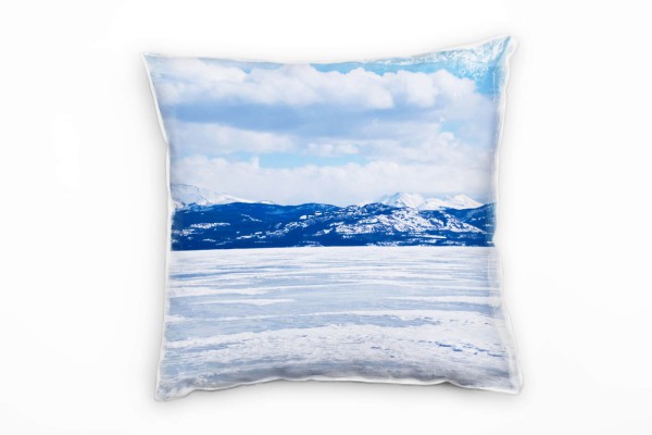 Paul Sinus Art Winter, blau, weiß, schneebedeckte Berge Deko Kissen 40x40cm für Couch Sofa Lounge Zierkissen