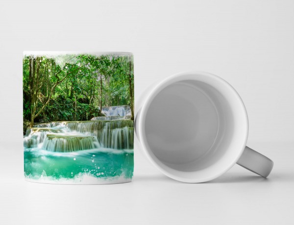 Paul Sinus Art Tasse Geschenk Nationalpark mit Wasserfall – Naturfotografie Thailand