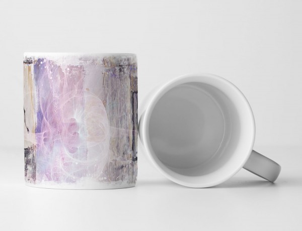 Paul Sinus Art Tasse Geschenk Spachtelmuster, Abstraktion, pastellfarben, rosa, flieder, grau