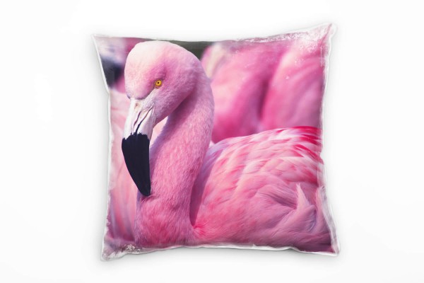 Paul Sinus Art Tiere, Flamingo, pink Deko Kissen 40x40cm für Couch Sofa Lounge Zierkissen