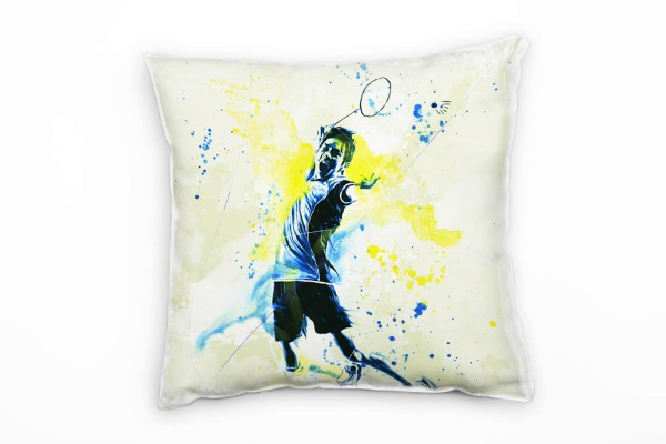 Paul Sinus Art Badminton Deko Kissen Bezug 40x40cm für Couch Sofa Lounge Zierkissen