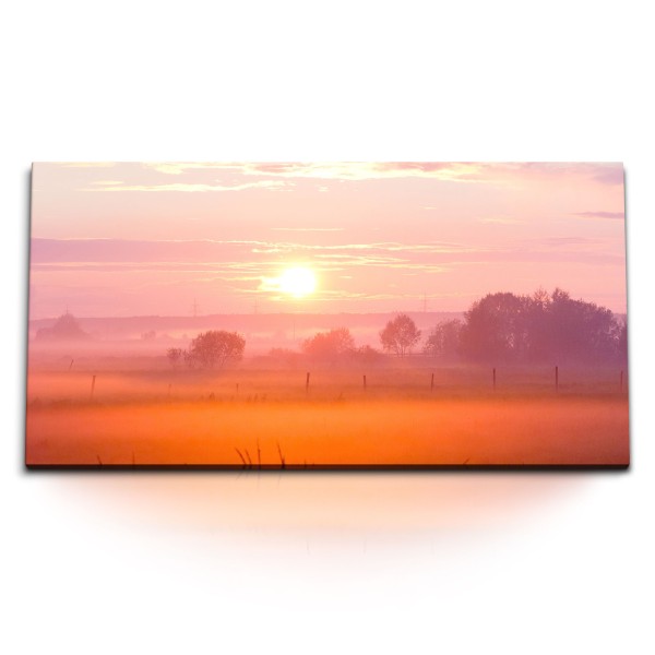 Paul Sinus Art Kunstdruck Bilder 120x60cm Natur Landschaft Felder Abendrot Sonnenuntergang