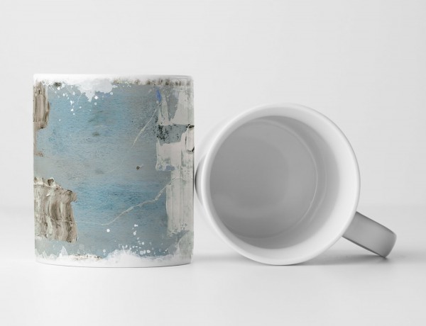 Paul Sinus Art Tasse Geschenk hellblau-hellgraue Grundierung; weiß-hellbraun Abstraktionen