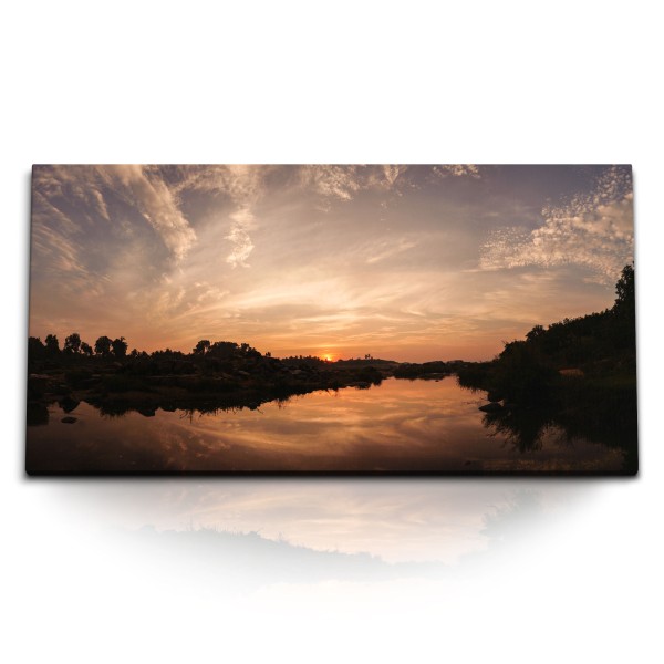 Paul Sinus Art Kunstdruck Bilder 120x60cm Fluss Natur Sonnenuntergang Abenddämmerung Abendrot