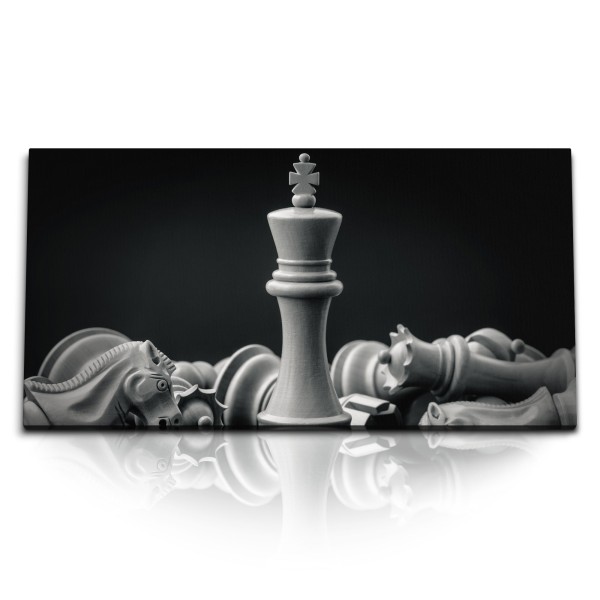 Paul Sinus Art Kunstdruck Bilder 120x60cm Schach Schachfiguren Schwarz Weiß Schachspiel