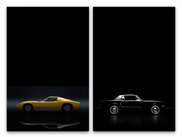 Paul Sinus Art 2 Bilder je 60x90cm Ford Mustang Gt Oldtimer Schwarz Supercar Traumauto