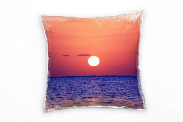 Paul Sinus Art Meer, Sonnenaufgang, blau, orange Deko Kissen 40x40cm für Couch Sofa Lounge Zierkissen