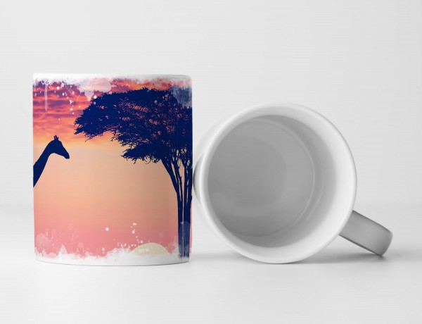 Paul Sinus Art Tasse Geschenk Fotografie – Silhouette einer Giraffe bei Sonnenuntergang