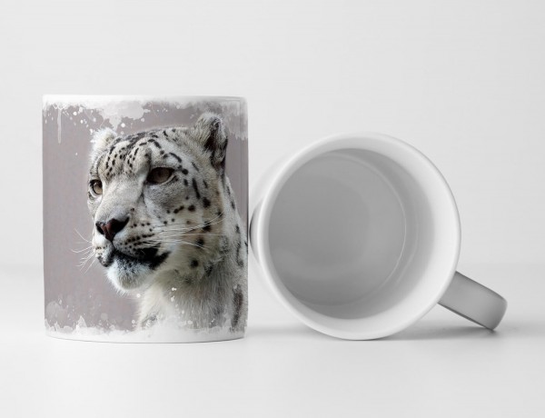 Paul Sinus Art Tasse Geschenk Tierfotografie – Junger männlicher Schneeleopard