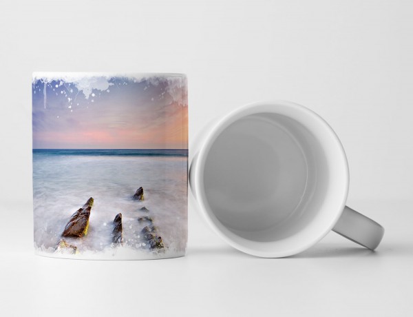 Paul Sinus Art Tasse Geschenk Landschaftsfotografie – Felsenspitzen am Strand