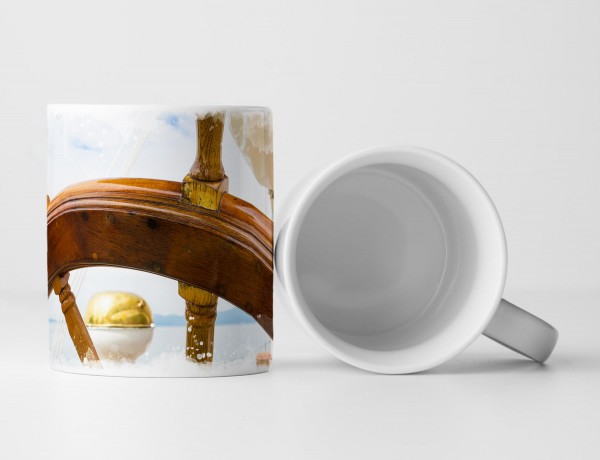 Paul Sinus Art Tasse Geschenk hölzernes Steuer eines Bootes