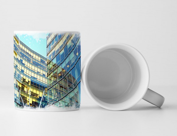 Paul Sinus Art Tasse Geschenk Architekturfotografie – Weitwinkelaufnahme von Glasfassaden