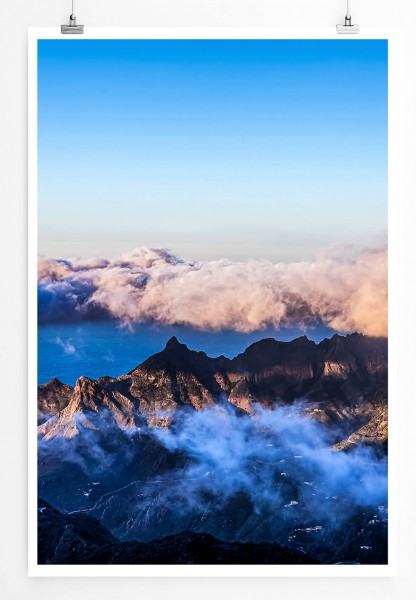 Paul Sinus Art Landschaftsfotografie 60x90cm Poster Wolkenhimmel über malerischem Gebirge