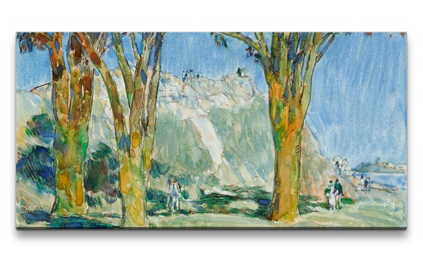 Paul Sinus Art Remaster 120x60cm Frederick Childe Hassam berühmtes Wandbild Castle Island Bäume Küste Natur