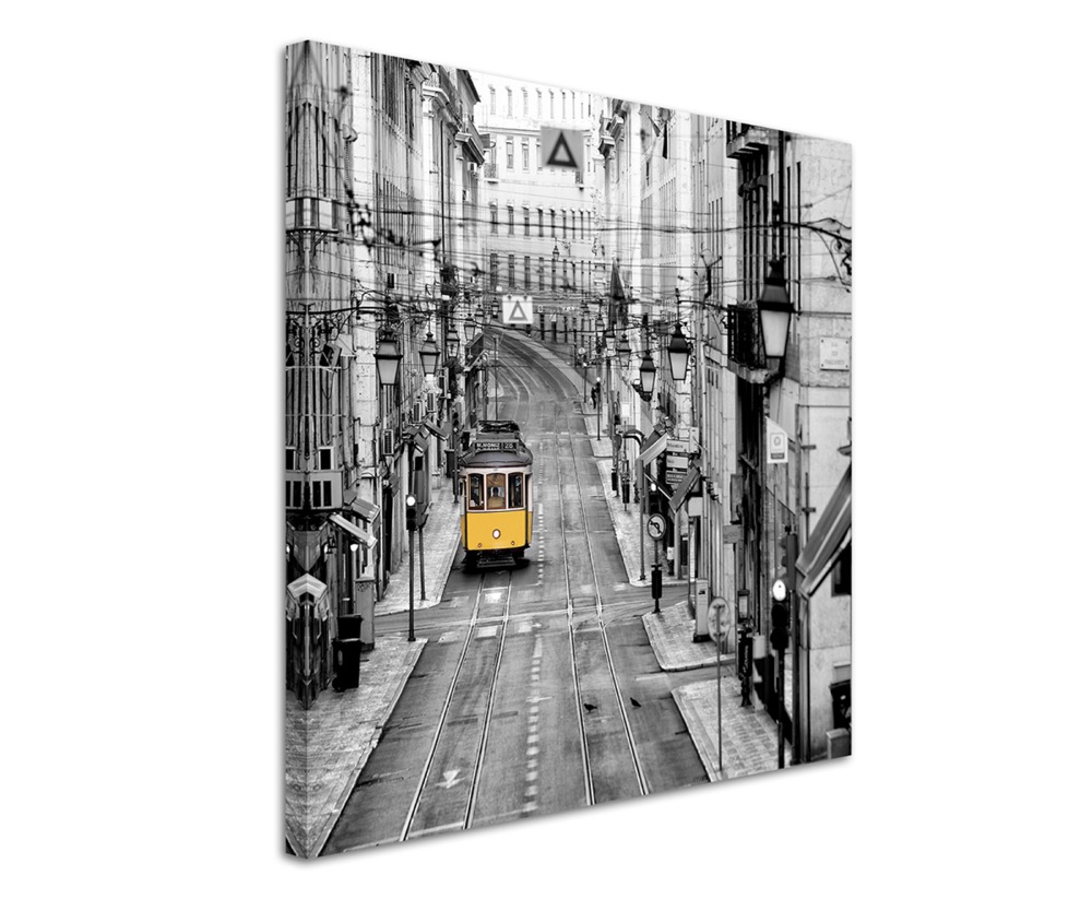 Naturfotografie Gelbe Strassenbahn In Lissabon Portugal Auf Leinwand Sinus Art Einzigartige Designs Geschenke Wandbilder Wohnaccessoires Zu Fairen Preisen