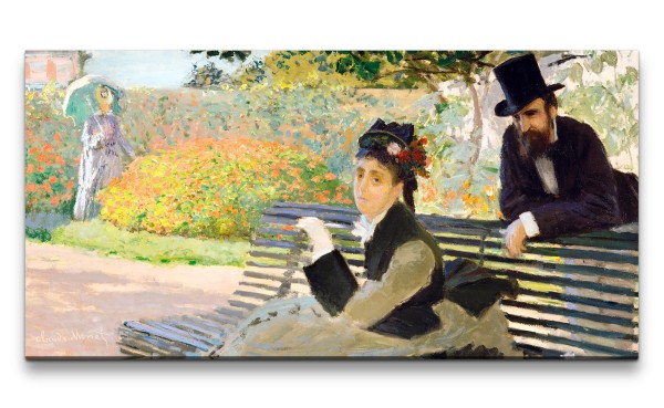 Paul Sinus Art Remaster 120x60cm Claude Monet Impressionismus weltberühmtes Wandbild Camille Monet Parkbank