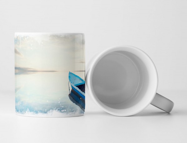 Paul Sinus Art Tasse Geschenk Landschaftsfotografie – Einsames Boot auf stillem Wasser