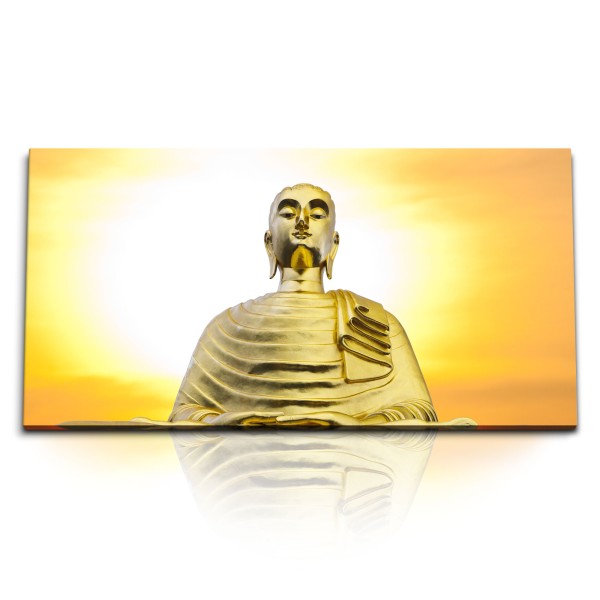 Paul Sinus Art Kunstdruck Bilder 120x60cm Buddha Buddhastatue Buddhismus Meditation Sonne