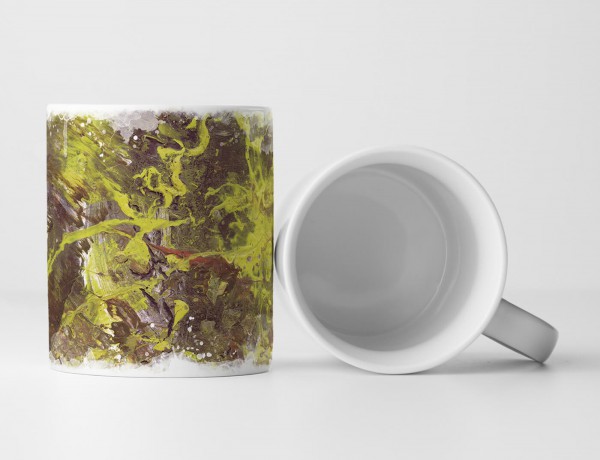 Paul Sinus Art Tasse Geschenk olivgrüner Hintergrund; gelbgrüne Abstraktion